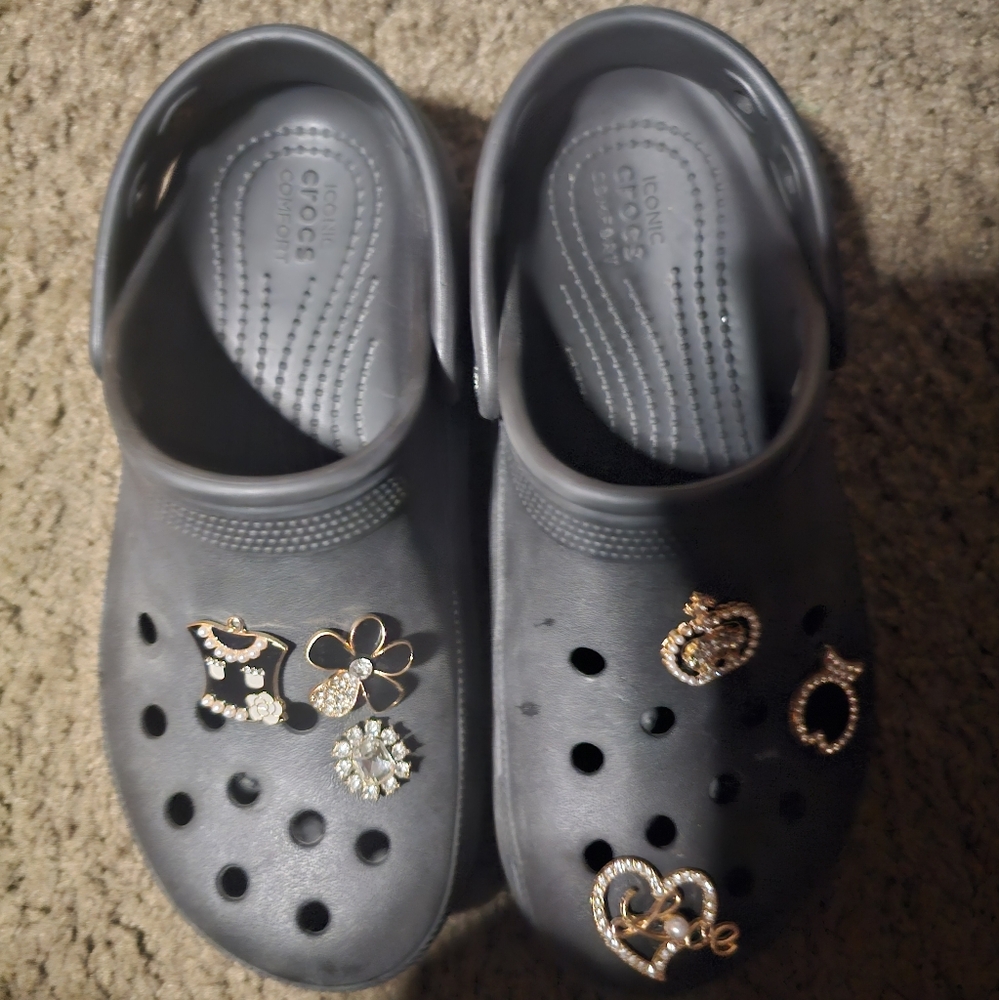 CROCS Black Slippers with Signature Ventilation